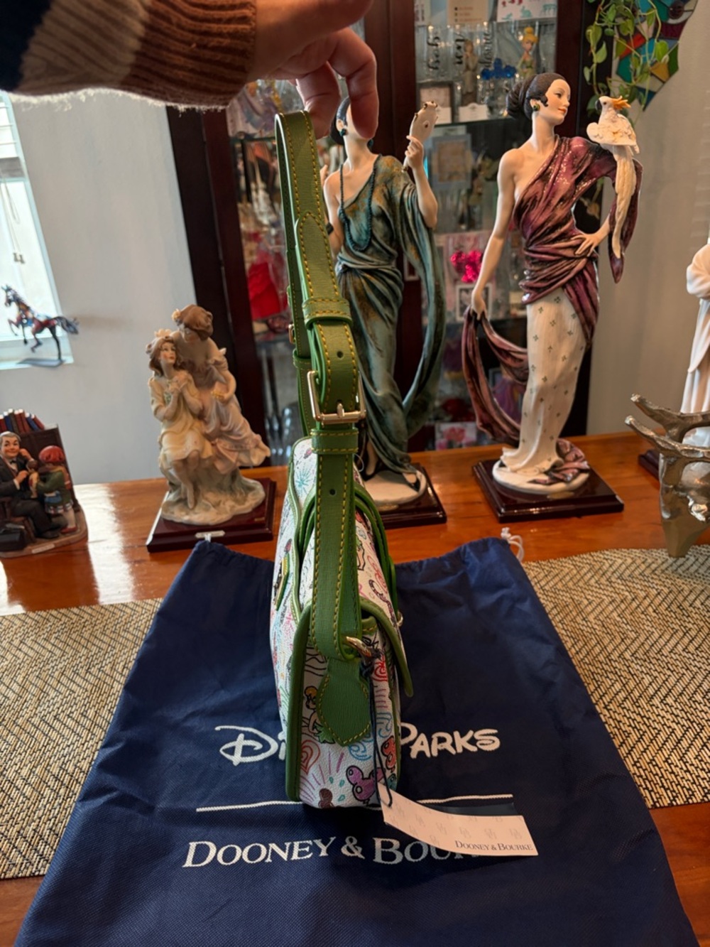 Dooney & Bourke White Multicolor Disney Character Shoulder Bag with Green Trim - Picture 5 of 16
